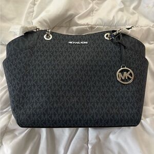 Michael Kors navy blue Signature MK Chain-Handle Shoulder Bag